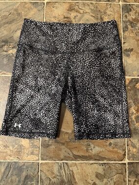 Under Armour Black and White Speckled High-Rise Bike Shorts